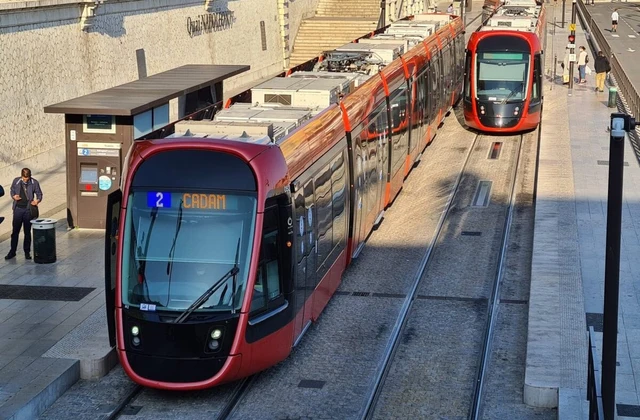 Modern trams on an urban rail network